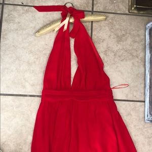 Open back red formal dress